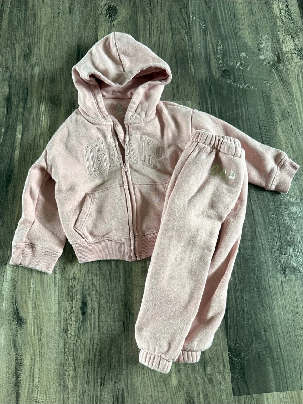 GAP Girls Light Pink Hooded Zip Sweatshirt with Matching Joggers